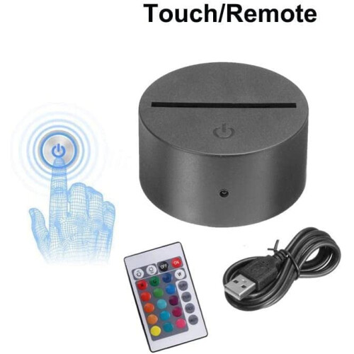 Veilleuse LED 3D en forme de chat avec télécommande et socle noir 2