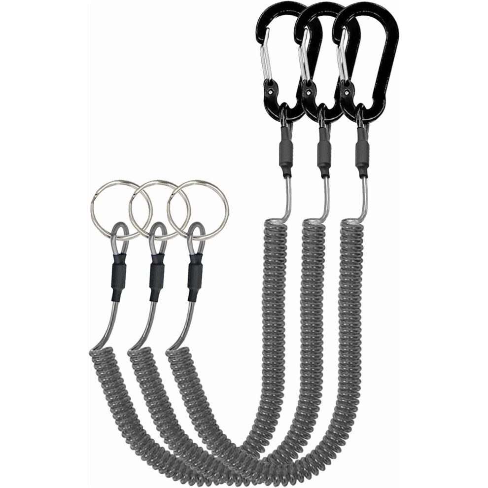 Lix&Rix Retractable Safety Coiled Lanyard With Aluminium Alloy Carabiner Clip, Black/Blue/Green/Red/Silver/Yellow 9422877321483