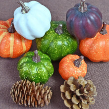 Ensemble de 6 citrouilles décoratives colorées pour Halloween, l'extérieur (porche), l'intérieur (table), la maison (6 pièces B)