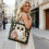 Χαριτωμένη τσάντα Tote από καμβά με animal print, ελαφριά τσάντα ώμου με εσωτερική τσέπη 5