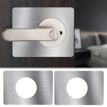 Stainless Steel Door Handle Fixing Cover & Reinforcement Plate (2 pcs, 5.1x3.5"), Silver, compatible with standard door knobs