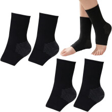 Bamboo Foot Sleeves Socks, 2026 New Comfort Foot Sleeves Socks for Arch Heel Ankle (Black-2Pairs, S)