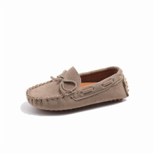 Kinderschoenen van canvas met strik- en stippendesign – Zachte zool, comfortabele casual schoenen voor jongens en meisjes van 1-10 jaar, kaki, maat