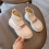 Μποτάκια για κορίτσια με λεπτομέρεια αλυσίδας και ελαστικό πλεκτό – Λευκό, 2