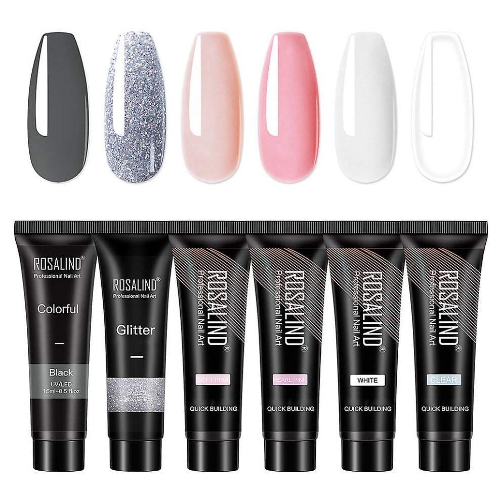 6pcs Poly Builder Uv Gel Quick Building Nail Tips Finger Extension Nails Art