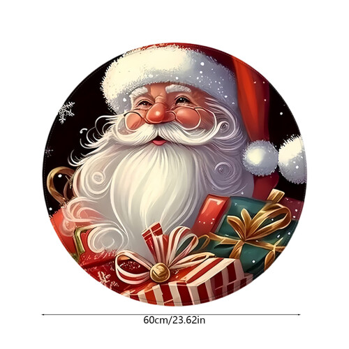 Tapis rond de Noël à poils courts, lavable, 60 cm 1