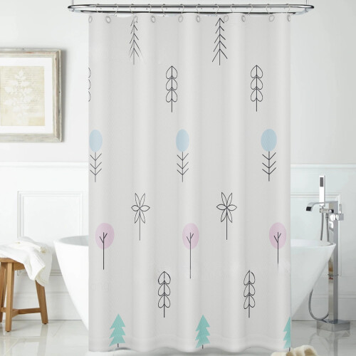 Cortina de ducha de poliéster estampada e impermeable de 32x72 pulgadas.