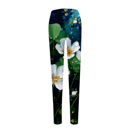 Γυναικείο κολάν με σχέδιο Starry Sky Clover και φλοράλ, για την ημέρα του Αγίου Πατρικίου, 2