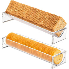 Bandeja rectangular transparente de acrílico para servir galletas (2 unidades)
