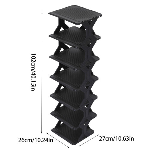 AuroraX Shoe Rack Freestanding 6-Tier Black 2
