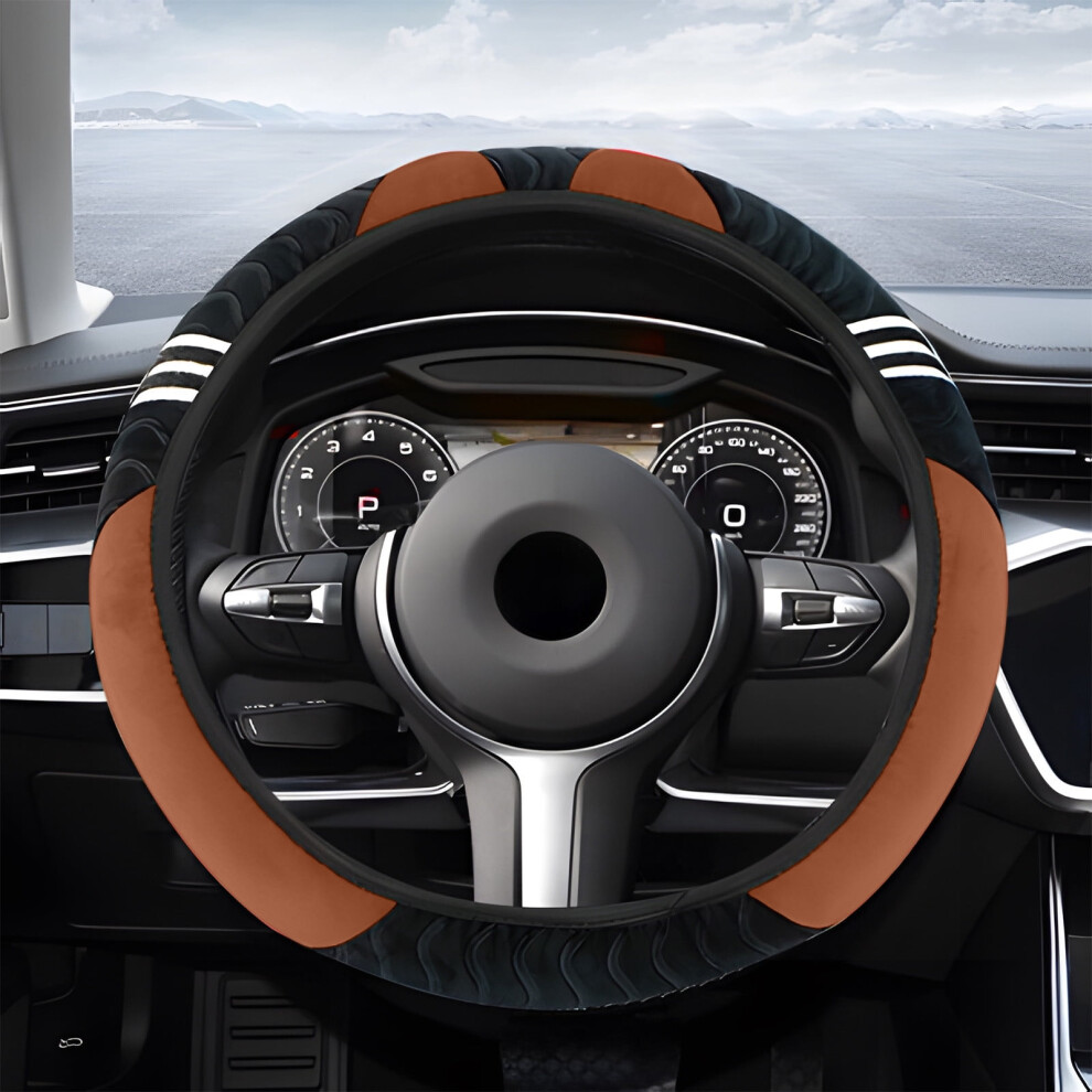 Rxirucgd Car Steering Wheel Cover Stretch Without Inner Steering Wheel Cover Universal Steering Wheel Cover,Coffee 9422877319480