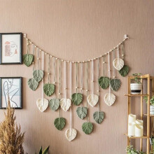 Nature-Inspired Macrame Leaf Wall Hanging, Handcrafted Boho Green Tapestry for Nursery, Living Room & Bedroom – Compatible with Bohemian Decor