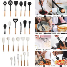 Kitchen Ladle with Handle and Nonstick Silicone Head for Cooking Serving Soup Stew and Sauces Utensil Tool