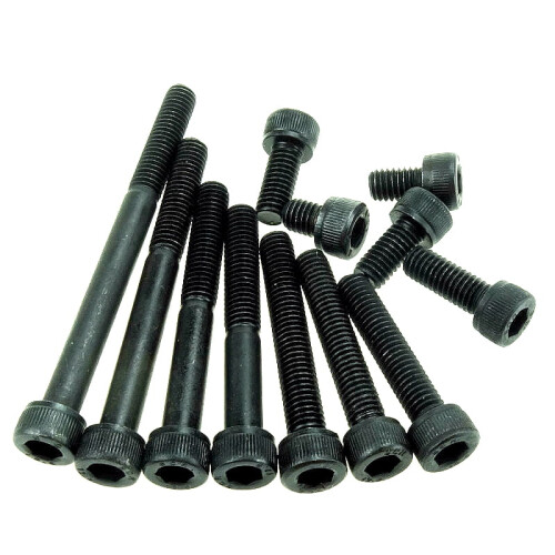 Tornillo de cabeza hexagonal negro, grado 12.9, M2 a M8