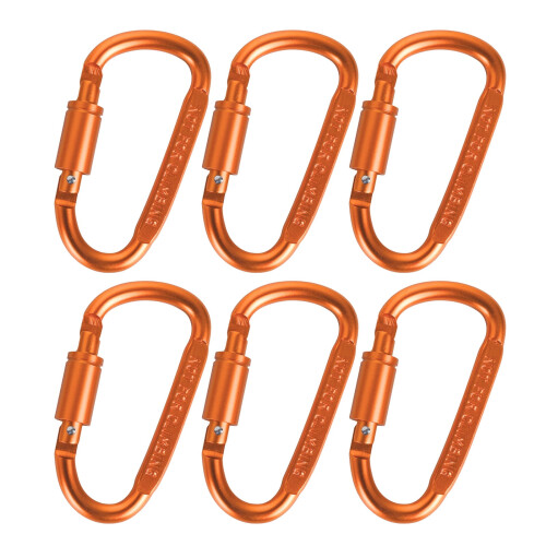 D-Ring-Karabiner mit Verriegelung, robust, 6er-Packung