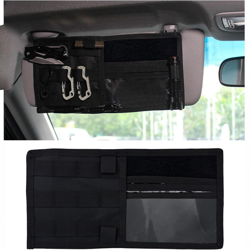 Car Sun Visor Organizer For All Vehicles, Multi-Pocket Storage Pouch For Documents, Pens, Sunglasses, Cards Â Black 9422877319138