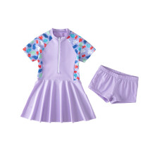 Girls' Purple Tankini Swimsuit, 7-8 Years – Cute Summer Design, Comfortable Fit for Beach & Pool, Compatible with Kids' Sizes