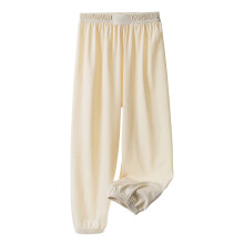 Girls Pants,Trousers Girls Ice Silk Pants Elastic High Waisted Casual Flowy Stretchy Summer Bottoms Pants for Kids,Travel Pants,Beige,5-6 Years