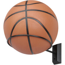 Wandmontierter Basketballhalter mit Sockel aus schwarzem Walnussholz und Metallring (7-teilig)