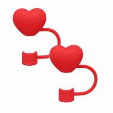 2PCS Red Heart-Shaped Silicone Straw Covers, 10mm, Compatible With Stanley 30oz & 40oz Tumblers