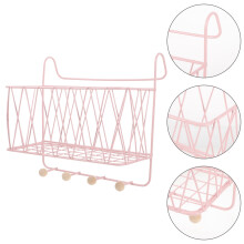 Iron Rectangular Wire Basket Wall Mounted Bathroom Organizer Storage Shelf