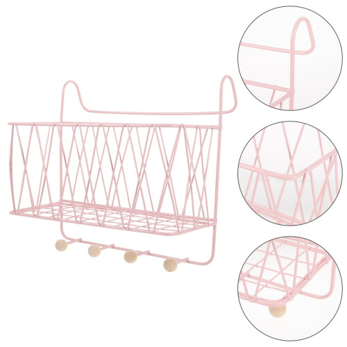 Iron Rectangular Wire Basket Wall Mounted Bathroom Organizer Storage Shelf