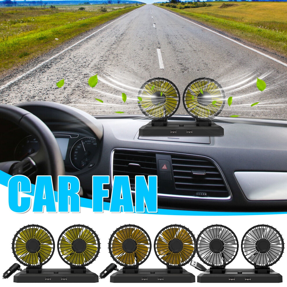 Car Fan Dual-Head 360 Rotatable 2-Speed 5 Inch 9107258628664