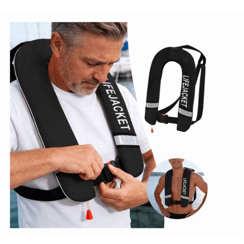 Outdoors Adults Auto/Manual Inflatable Life Jacket (Black)