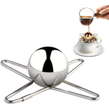 Frozen Espresso Ball – Stainless Steel Coffee Chiller, Reusable, Dishwasher-Safe, Fits Most Cups, with Stand & Pouch