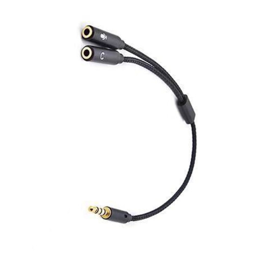 Headset mikrofon splitterkabel 3,5 mm han til dobbelt 3,5 mm 1