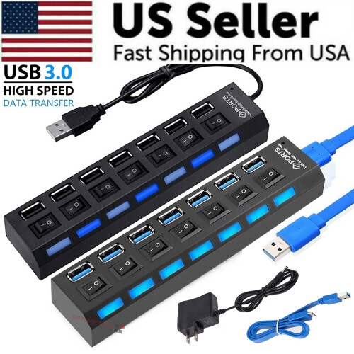 USB 2.0/3.0 hub-adapter 7-ports til pc, bærbar Mac 2