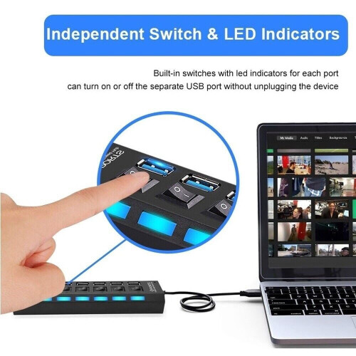 Προσαρμογέας USB2.0/3.0hub 7 θυρών για PC, φορητό υπολογιστή, Mac 2