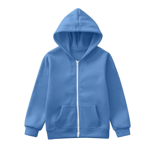 Kids Solid Color Zip-Up Hoodie Long Sleeve Comfortable 2