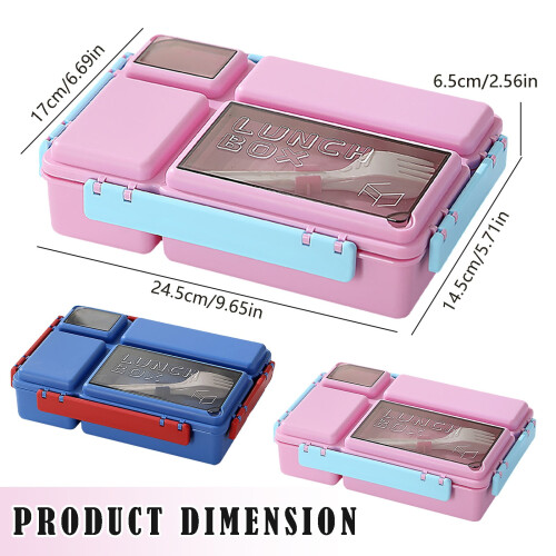 4-Compartment Leakproof Lunch Box 47oz Blue 2