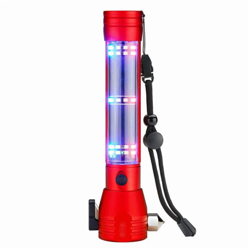 8-in-1 Solar USB Rechargeable LED Flashlight Black 2