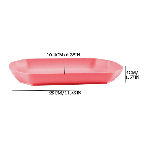 Plateau de service octogonal en plastique rose, 29 cm x 16 cm 2