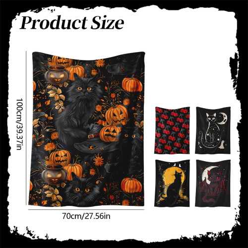 Halloween flanellpledd 70x100 cm mykt vendbart 2