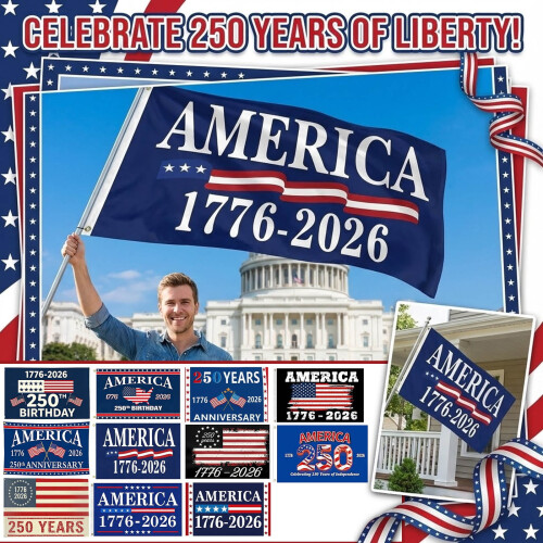 America250Flaggenbanner aus Polyester, 1,5 x 0,9 m 2