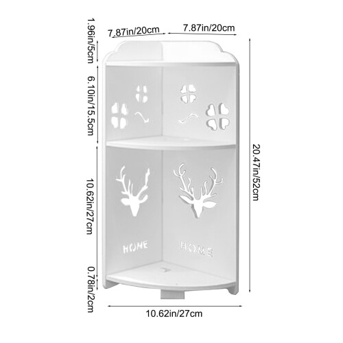 Triangular Corner Shelf Plastic Material Multi-Layer Storage For Bathroom Kitchen Organization Space Saving Design Measuring 23.62x7.87 Inches 2