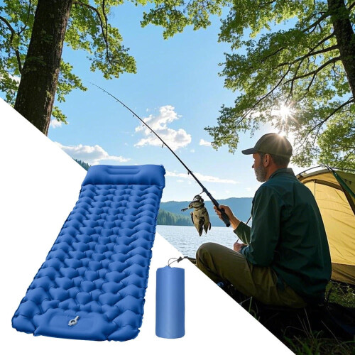 Inflatable Camping Mat – Ergonomic, Portable, 196x66cm 1