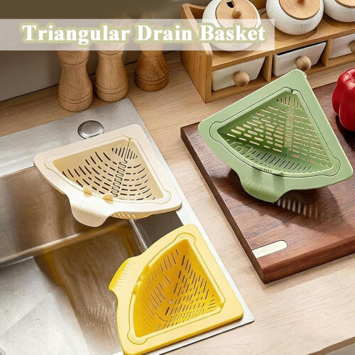 Triangular Collapsible Magnetic Drain Basket for Sink – Twist-Open Bottom Strainer, Compatible with Standard Kitchen Sinks 1