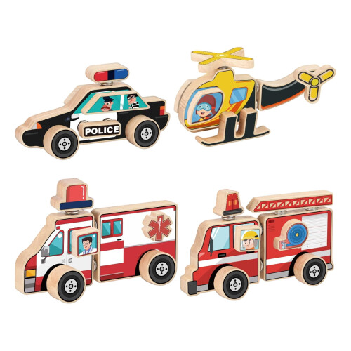 Wooden Construction Set with Figurines and Storage for Ages 1
