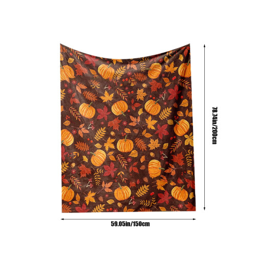 Maple Leaf Pumpkin Blanket Flannel Fleece 50x60in 2