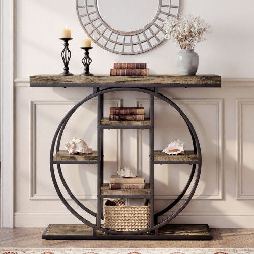 Homcom HOMCOM Industrial Console Table, Hallway Table with Storage Shelves
