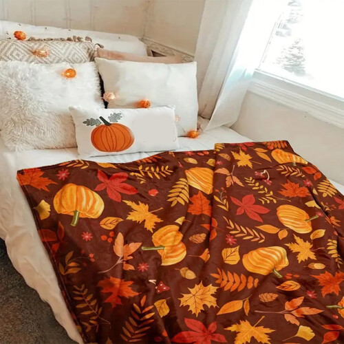 Halloween tæppe flannel efterårsblade 150x200cm 2