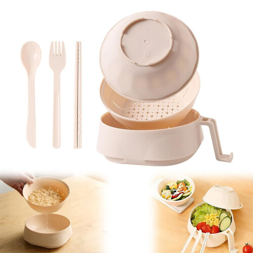 Microwave Ramen Bowl Set with Spoon Chopsticks Fork Wheat 1