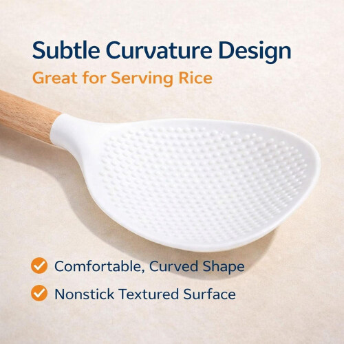 Silicone Cooking Spoon with Wooden Handle 1