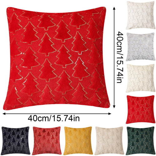 Housse de coussin sapin de Noël, polyester, 40 x 40 cm 1