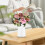 Bouquet di rose artificiali con peonie per centrotavola in vaso 6
