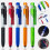 Set di 5 penne a sfera multifunzione con stilo, luce LED e supporto per telefono. 2